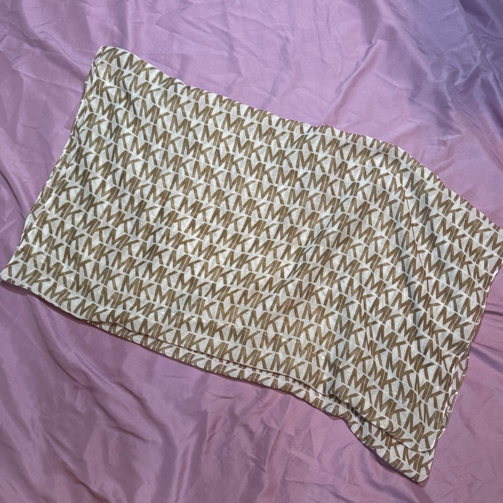 Michael Kors Beige and Brown Monogram I Infinity Scarf - Picture 2 of 3